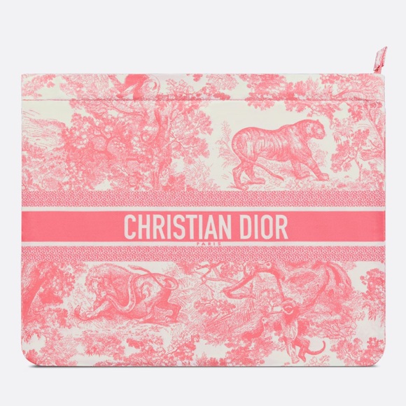 Dioriviera Dior l Toile De Jouy Travel Zipped Pouch Candy Pink Technical Fabric - Picture 8 of 12